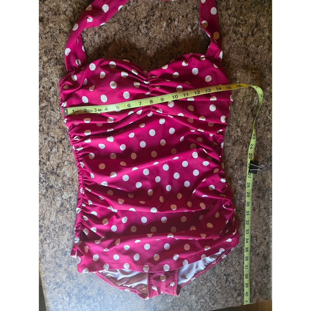 Esther Williams Vintage Inspired Retro Swimsuit - sz 14 red polka dot plus sized - Picture 8 of 11